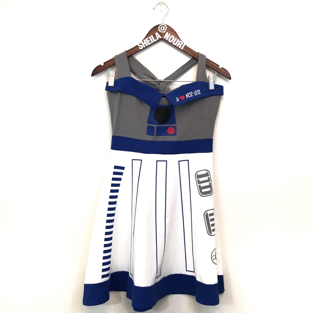 Star Wars R2-D2 Themed Midi Dress - Blue, Gray, White